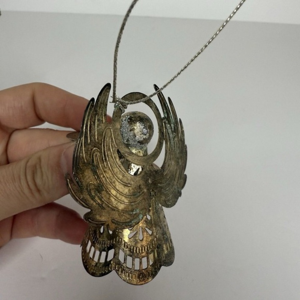 Vintage Silver plated Art Christmas Angels Choir With Candle Horn Wings Set Of 2 - Picture 5 of 8